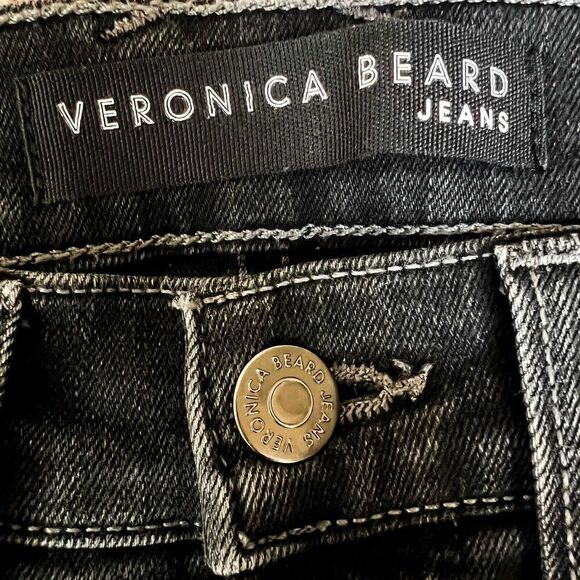 Veronica Beard Carly Kick Flare High Rise Jeans Salt Pepper Black 24 - Picture 8 of 10